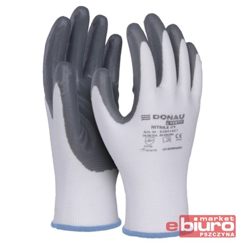 RĘKAWICE SAFETY NITRILE SZARE ROZM L A'12 DONAU