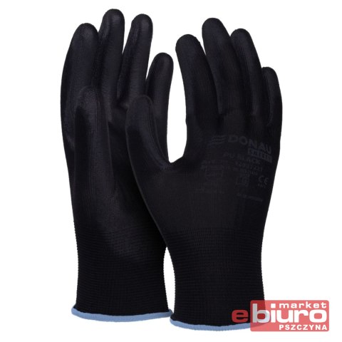 RĘKAWICE SAFETY, PU BLACK CZARNE ROZM L A'12 DONAU