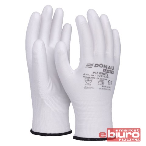 RĘKAWICE SAFETY, PU WHITE BIAŁE ROZM XL A'12 DONAU
