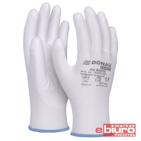 RĘKAWICE SAFETY, PU WHITE BIAŁE ROZM L A'12 DONAU