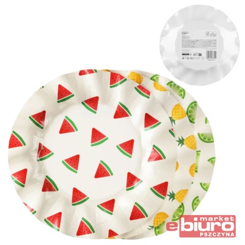 TALERZYKI OWOCE 20.5CM MIX A'6 PARTYDECO