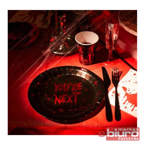TALERZYKI PAPIEROW YOU'RE NEXT 23CM CZARNO-CZERWO