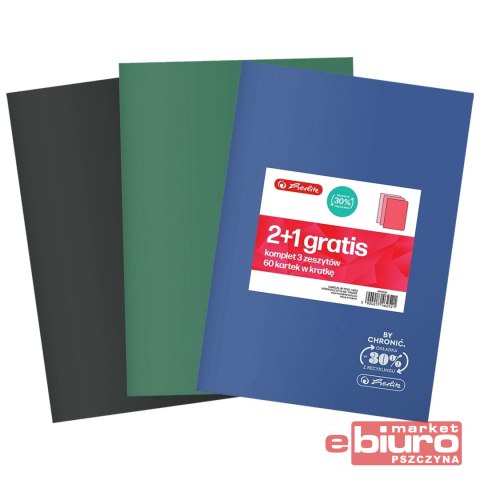 ZESZYT ECO PP 2+1 A5 60K KRATKA Z MARG. HERLITZ