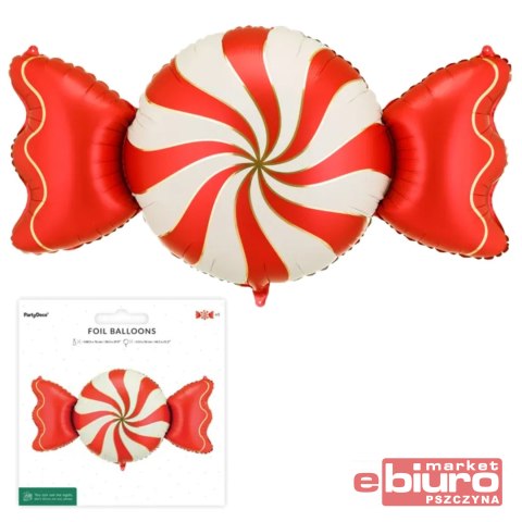 BALON FOLIOWY CUKIEREK 113X54CM BEŻOWO-CZERWONY