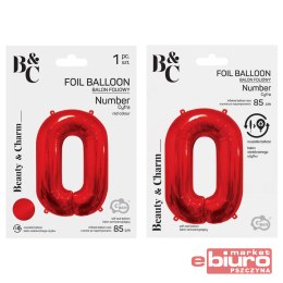 BALON FOLIOWY CYFRA 0 CZERWONA 85CM GODAN