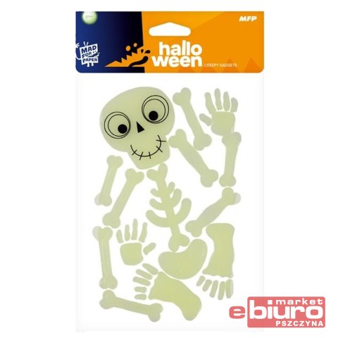 NAKLEJKI HALLOWEEN ŻELOWE ŚWIECĄCE SZKIELET MIX MF
