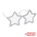 OKULARY GWIAZDY Z DIAMENCIKAMI SREBRNY PARTYDECO