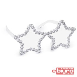 OKULARY GWIAZDY Z DIAMENCIKAMI SREBRNY PARTYDECO