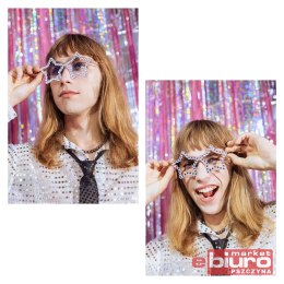 OKULARY GWIAZDY Z DIAMENCIKAMI SREBRNY PARTYDECO