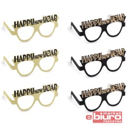 OKULARY HAPPY NEW YEAR 17,5X8,5CM CZARNO-ZŁOTE