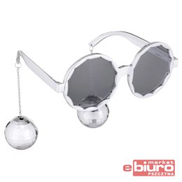 OKULARY KULE DISCO SREBRNY PARTYDECO
