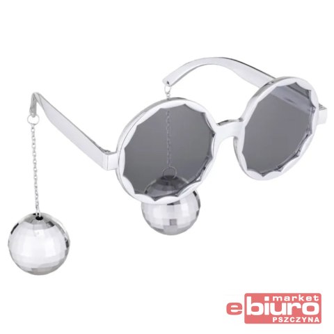 OKULARY KULE DISCO SREBRNY PARTYDECO