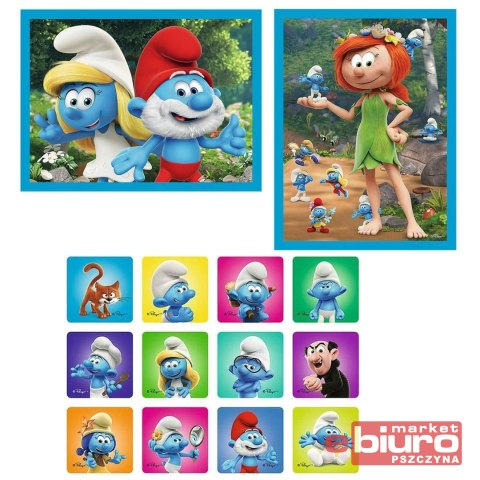 PUZZLE 2W1 + MEMOS WESOŁE ZABAWY SMERFÓW 93656