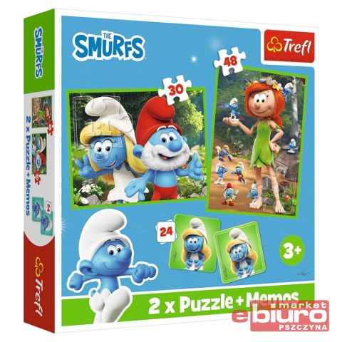 PUZZLE 2W1 + MEMOS WESOŁE ZABAWY SMERFÓW 93656