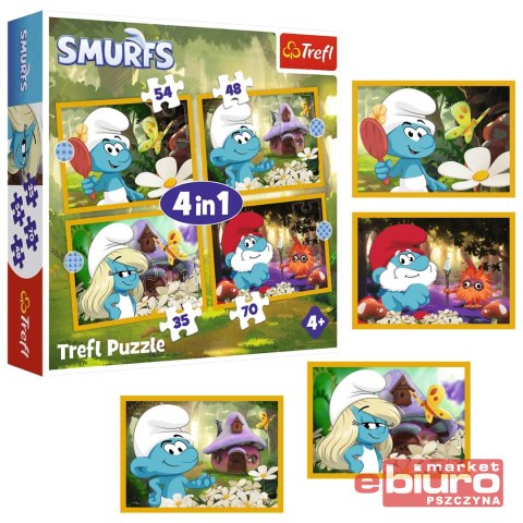 PUZZLE 4W1 ŻYCIE W WIOSCE SMERFÓW 34664 TREF