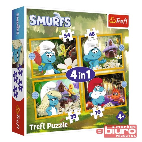 PUZZLE 4W1 ŻYCIE W WIOSCE SMERFÓW 34664 TREF