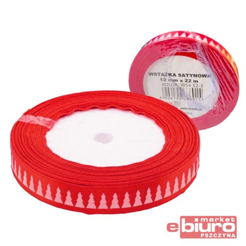 WSTĄŻKA SATYNOWA BN 12MM WSX12 KOLOR 1 CZERWONA