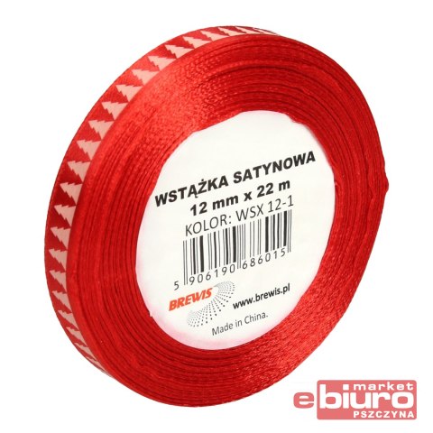 WSTĄŻKA SATYNOWA BN 12MM WSX12 KOLOR 1 CZERWONA