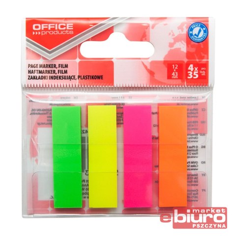 ZAKŁADKA IND PLASTIK Z DYSP12X43MM, 4X35K MIX NEON