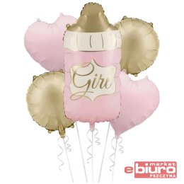 BALONY FOLIOWE BUTELKA GIRL RÓŻOWA A'5 PARTYDECO