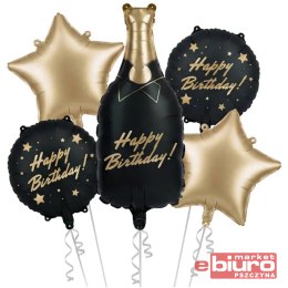 BALONY FOLIOWE BUTELKA HAPPY BIRTHDAY ZESTAW 5szt.