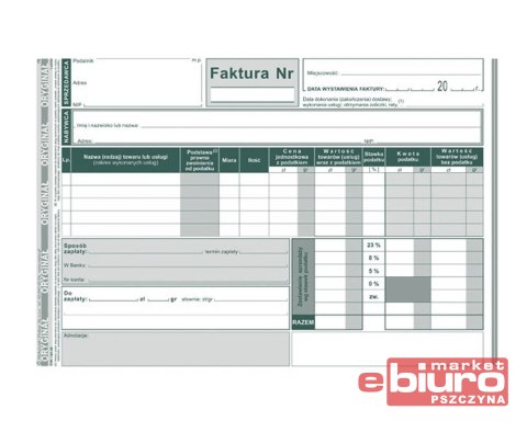 FAKTURA WZÓR PEŁNY BRUTTO A5 POZIOM 143-3-E
