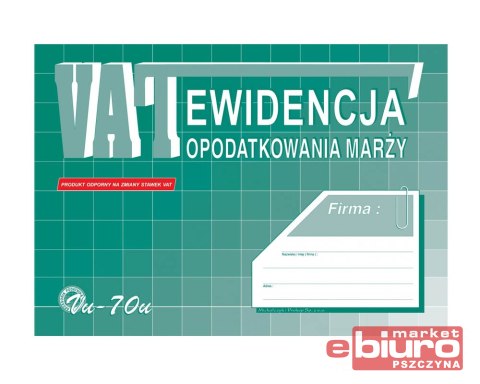 EWIDENCJA VAT OPODATKOWANIE MARŻY A4 VU70