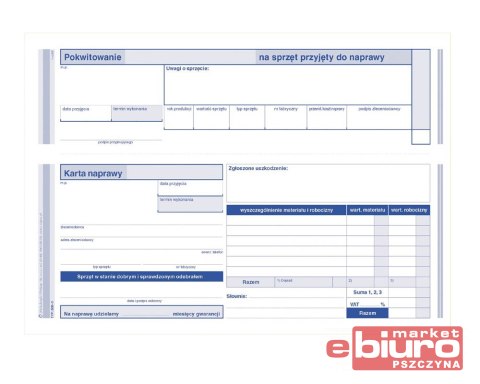 POKWITOWANIE KARTA NAPRAWY SPRZĘTU 600-3