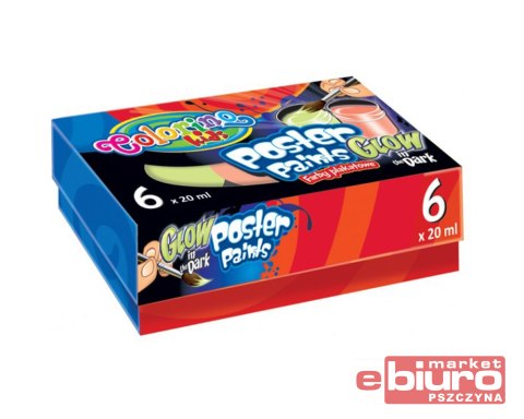 FARBY PLAKATOWE GLOW 6 KOLORÓW 20ML COLORINO