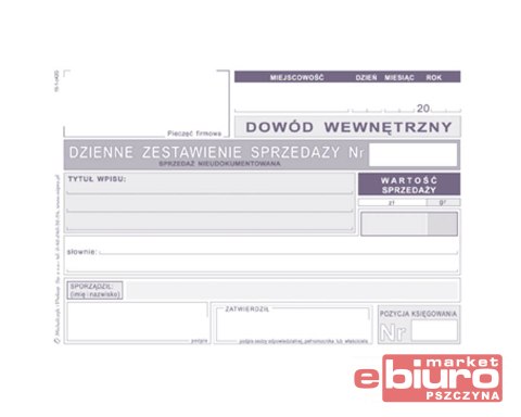 DZIENNE ZESTAWIENIE SPRZEDAŻY NIEUDOKUMENTOWAN K15