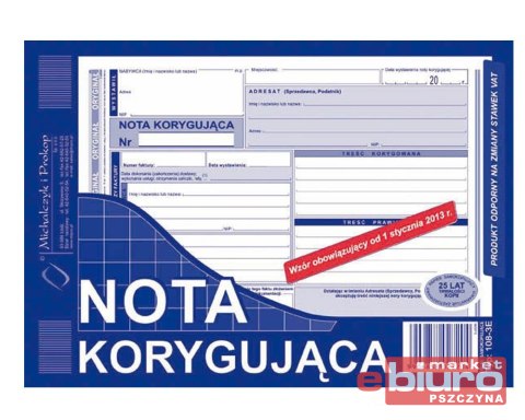 NOTA KORYGUJĄCA A5 108-3-E