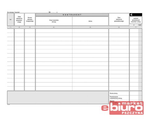 PODATKOWA KSIĘGA PRZYCHODÓW I ROZCHODÓW A4 K-2u