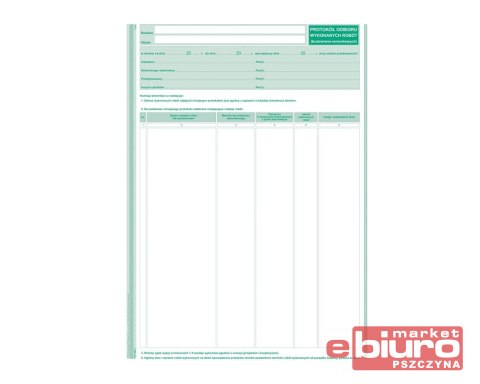 PROTOKÓŁ ODBIORU WYKONANIA ROBÓT A4 606-1