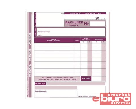 RACHUNEK 2/3 A5 DLA ZWOL. Z VAT 230-4