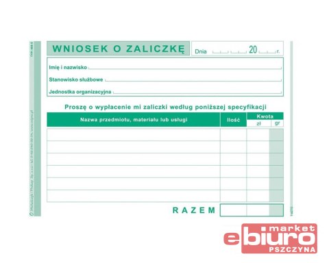 WNIOSEK O ZALICZKĘ 408-5 A6