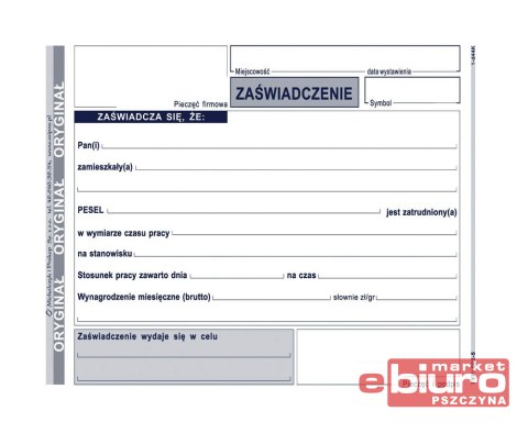 ZAŚWIADCZENIE O ZATRUDNIENIU 502-5