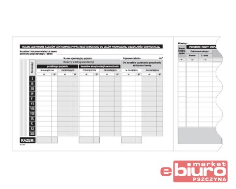 ZESTAWIENIE KOSZTÓW EKSPLOATACJI POJAZDU K18