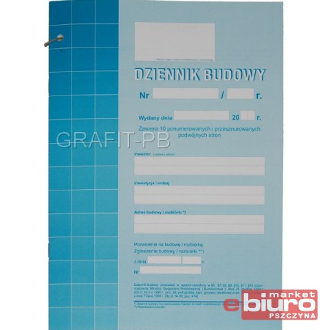 DZIENNIK BUDOWY MICHALCZY I PROKOP A4 10 KPL 603-1