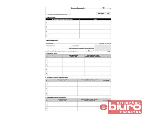 DZIENNIK BUDOWY MICHALCZY I PROKOP A4 10 KPL 603-1