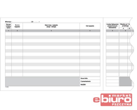 EWIDENCJA PRZEBIEGU POJAZDU BEZ KOSZTÓW K17