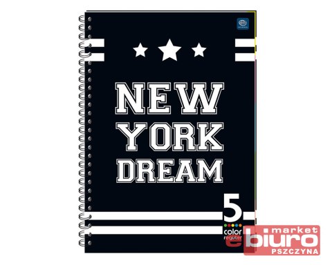 KOŁOZESZYT B5 100 KARTEK KRATKA 5 KOLOROWY REGISTR