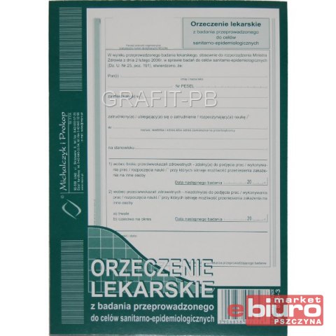 ORZECZENIE LEKARSKIE A5 855-3