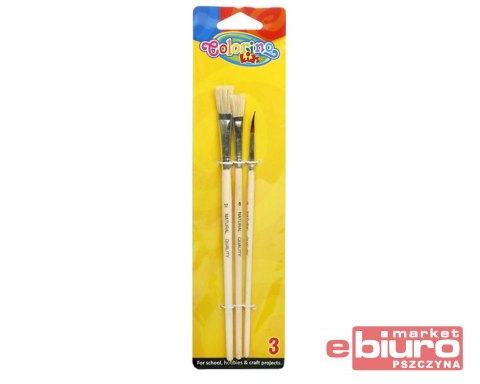 PĘDZELKI SZKOLNE 3 SZTUKI BLISTER COLORINO