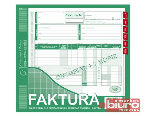 FAKTURA 2/3 A-4 (O+2K)- PŁATNIK/ODBIORCA 148-2E