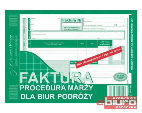 FAKTURA PROCEDURA MARŻY DLA BIUR PODRÓŻY 194-3E A5