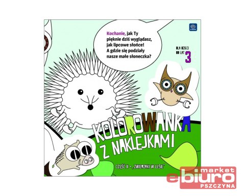 KOLOROWANKA 21X21 Z NAKLEJKAMI ZWIERZĘTA W LESIE