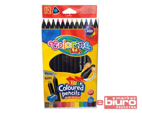 KREDKI OŁÓWKOWE TRÓJKĄTNE JUMBO 12 KOLORÓW CZARNE