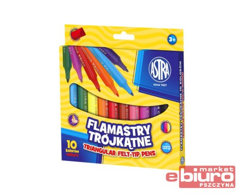 FLAMASTRY TRÓJKĄTNE JUMBO 10 KOLORÓW ASTRA