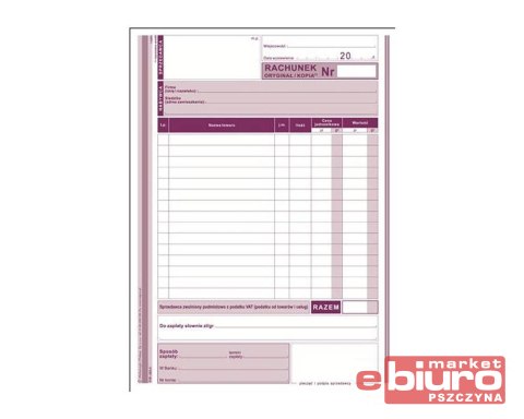 RACHUNEK A5 DLA ZWOLNIONYCH Z VAT PION WIELO 223-3