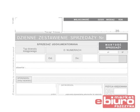 DZIENNE ZESTAWIENIE SPRZEDAŻY KSIĘG.UDOKUMENT. K14